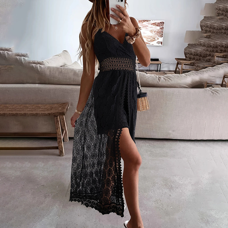 Women's Elegant Lace V-Neck Sleeveless Jumpsuit