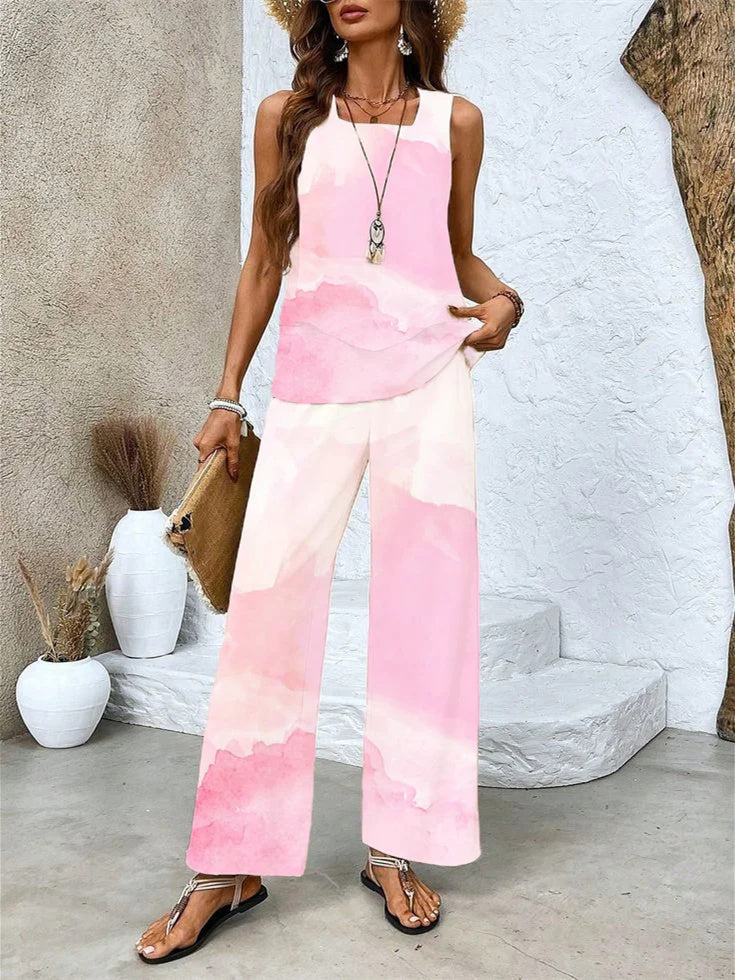 Women's 3D Print Two-Piece Vest & Pants Set – 12 Prints S–5XL