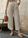 🌿 Women's Cotton-Linen Cropped Drawstring Pants