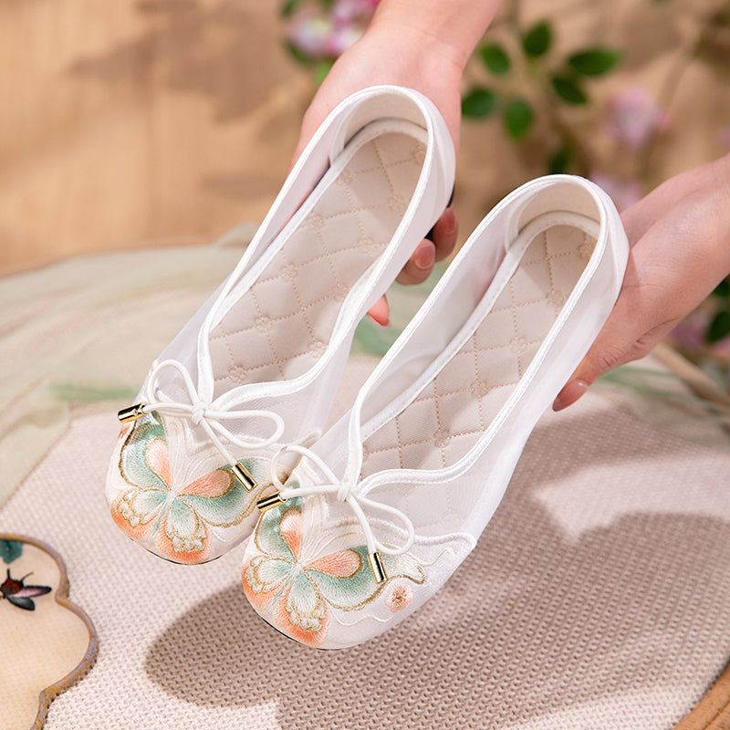 Women's Butterfly Embroidered Mesh Flats – Bow Tie Breathable Shoes
