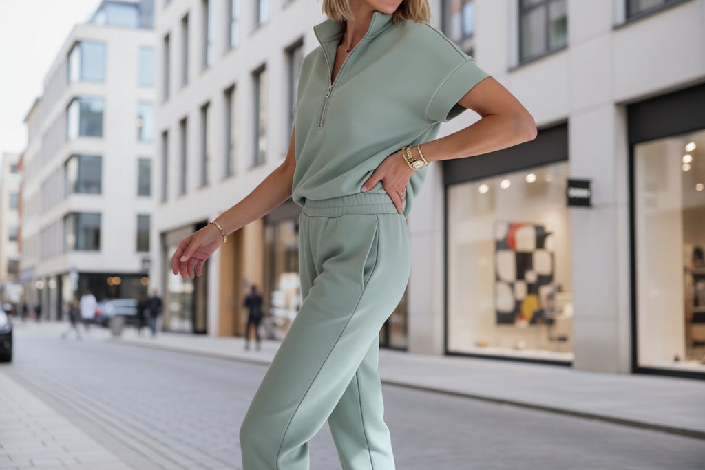 Athleisure Knit 3/4 Sleeve T-Shirt & Pants Set – 3 Colors, S–3XL