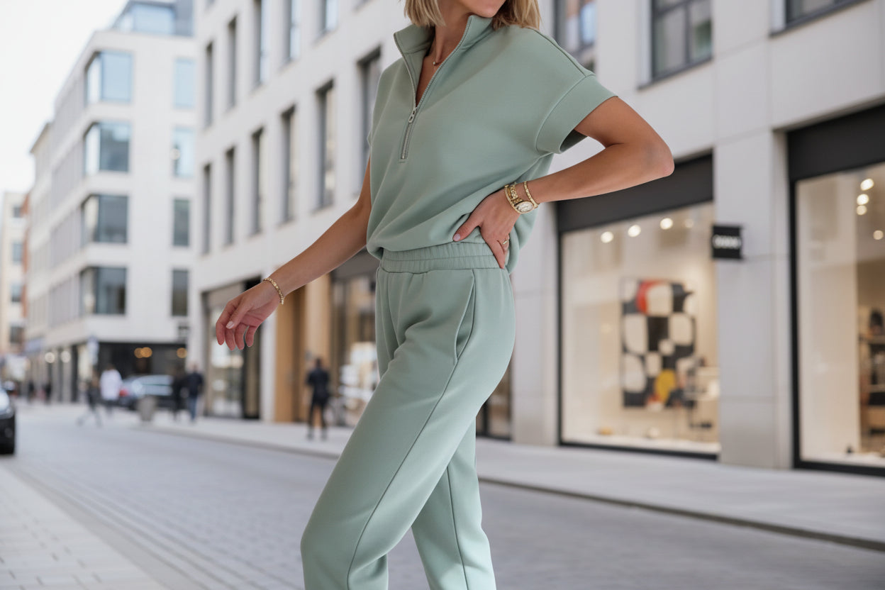 Athleisure Knit 3/4 Sleeve T-Shirt & Pants Set – 3 Colors, S–3XL