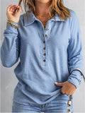 Women's Loose Fit Long Sleeve Knit Top – Button Detail, S–5XL