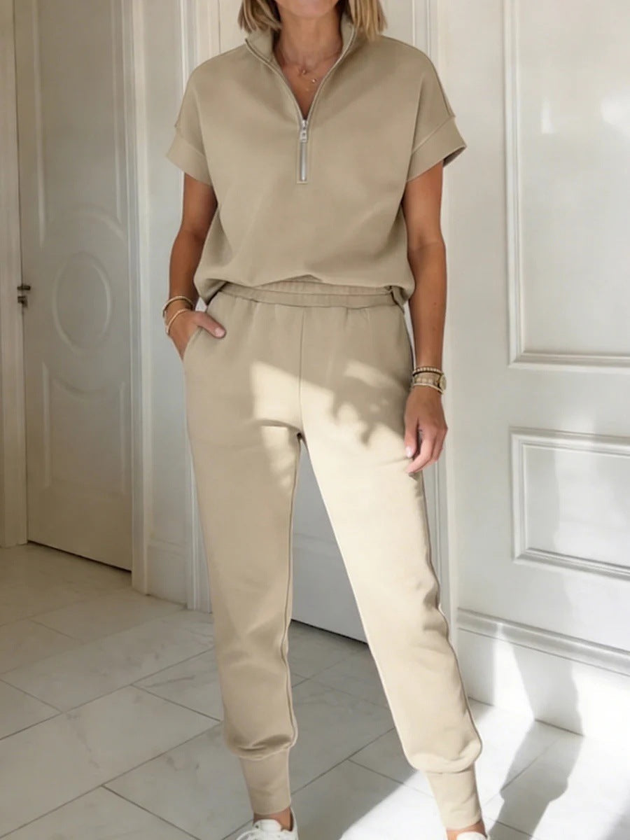 Athleisure Knit 3/4 Sleeve T-Shirt & Pants Set – 3 Colors, S–3XL