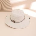 Wide-Brim Leather Patch Fisherman Hat – UV Sun Protection Outdoor Hat