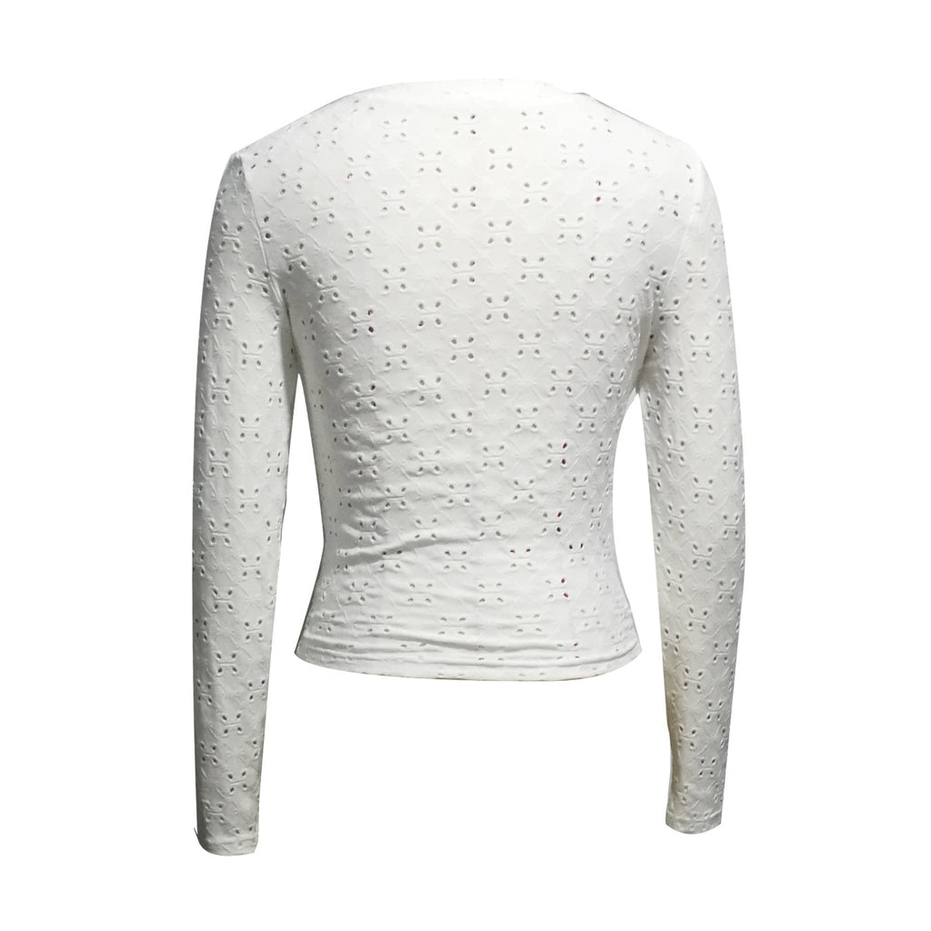 Women’s Hollow Out V-Neck Long Sleeve Top