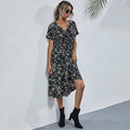 V-Neck Floral Print A-Line Satin Maxi Dress | 8 Colors