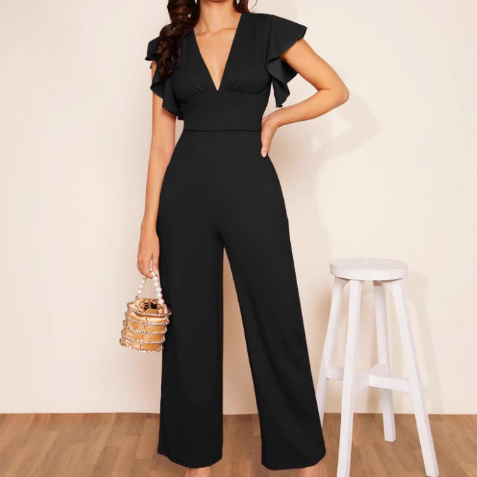 Women's Elegant High-Waist Ruffle Trim Jumpsuit | 3 Colors S–XL