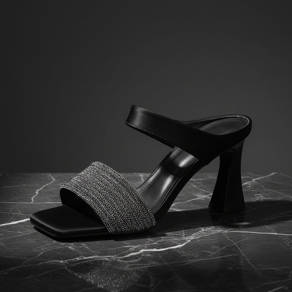 Women's Chunky Heel Slip-On Slippers – Breathable Platform Mules