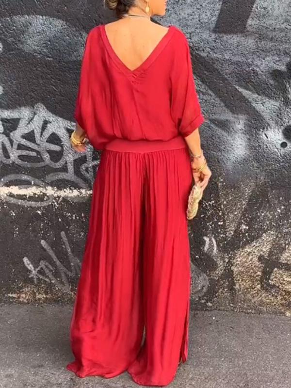 Solid-Color Chiffon Two-Piece Set – 10 Colors, S–5XL