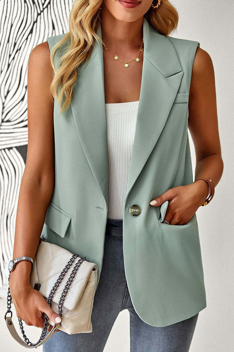 Women's Sleeveless Open-Front Vest Blazer – Work & Office Jacket