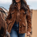 Women’s Retro Suede Multi-Pocket Short Jacket