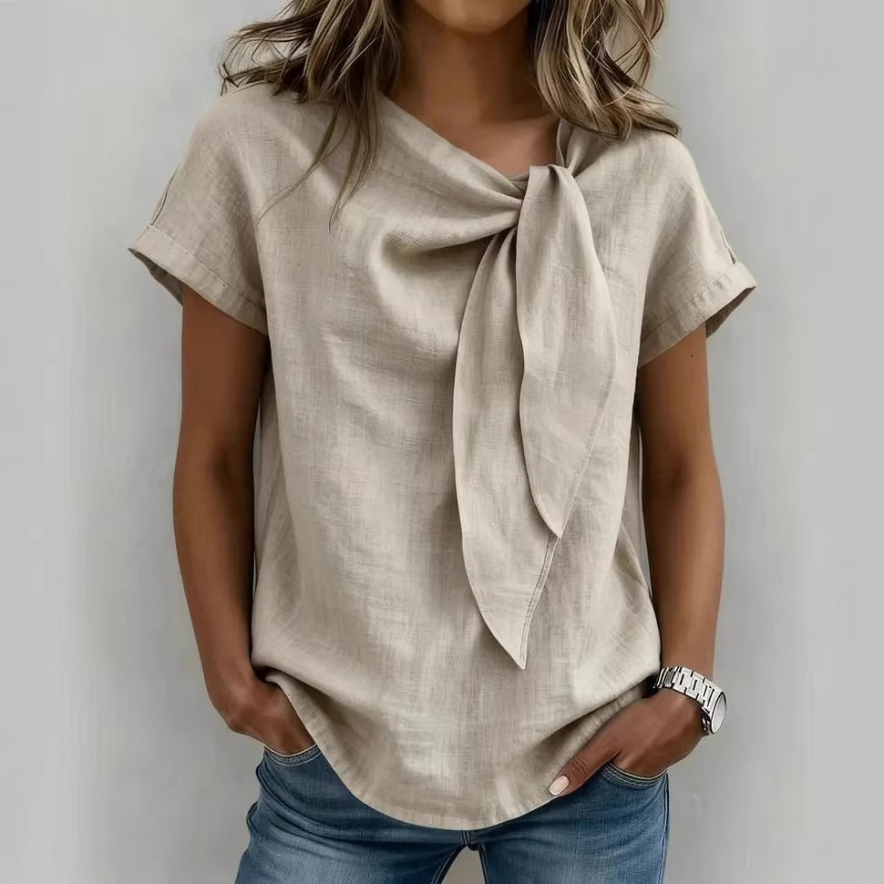 Women's Loose-Fit Short Sleeve Casual Pullover T-Shirt