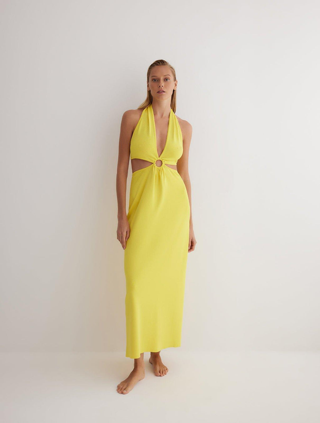 Clemence Yellow Knitted  Dress