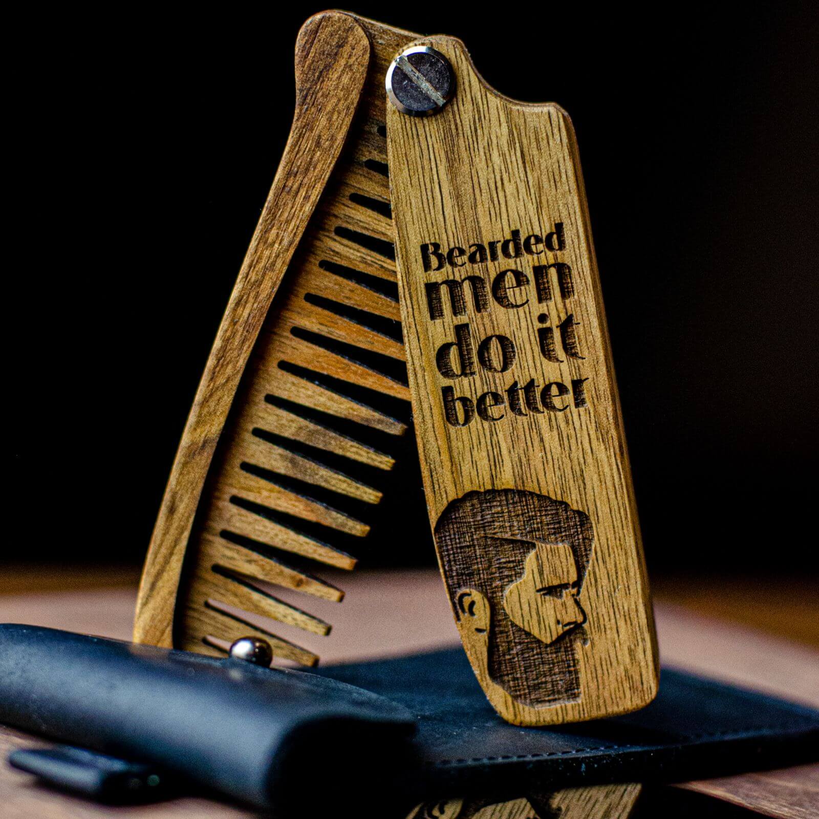 Wooden Beard Comb - Bearded man