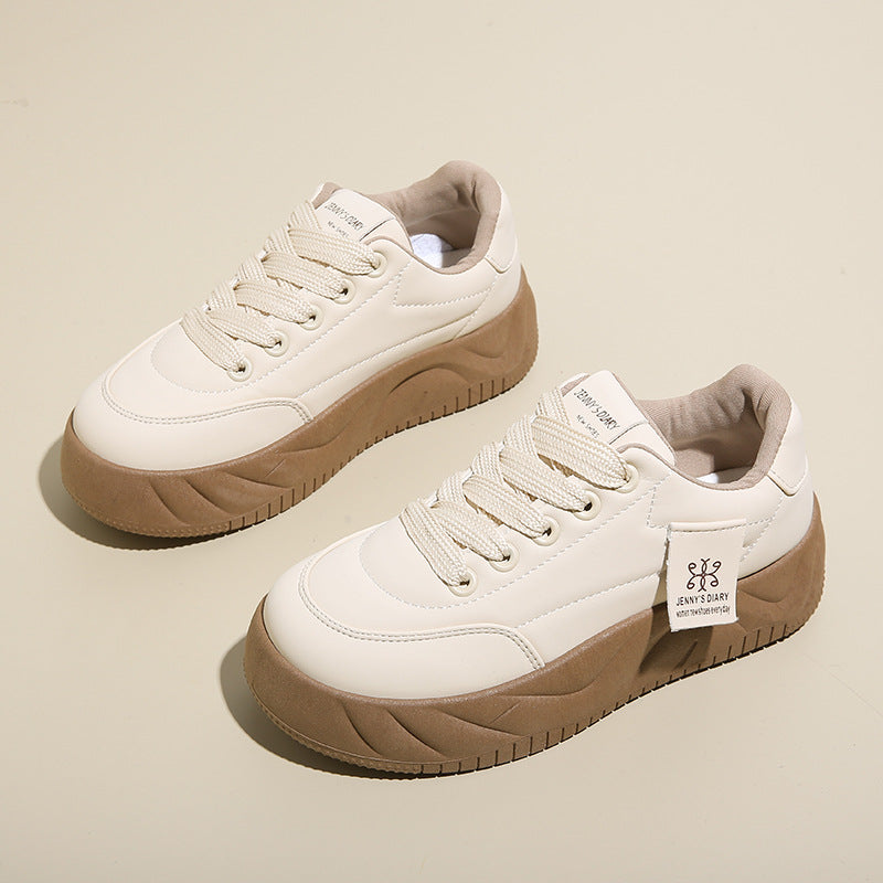 Color Block Height Increasing Sneakers – Lace-Up Low Top