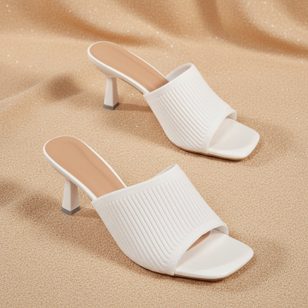 Women's Square Toe Chunky Heel Slide Sandals – Mesh Outdoor Summer