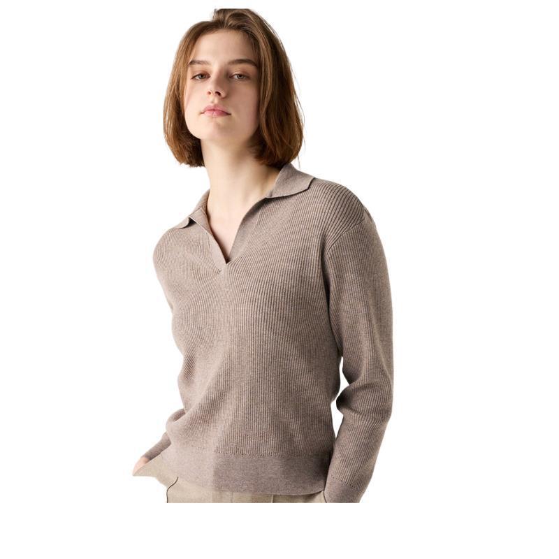 Women’s Ribbed Half-Open Collar Sweater