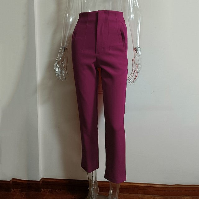 Women's High-Waisted Straight Leg Pants