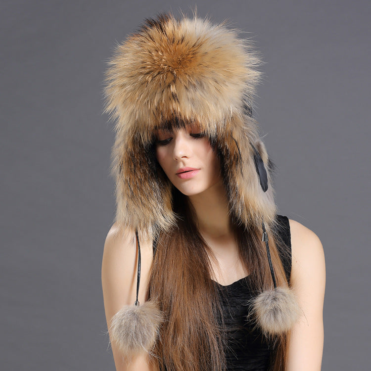 Women’s Korean Fox Fur Lei Feng Hat – Warm Winter Ear Protection Hat