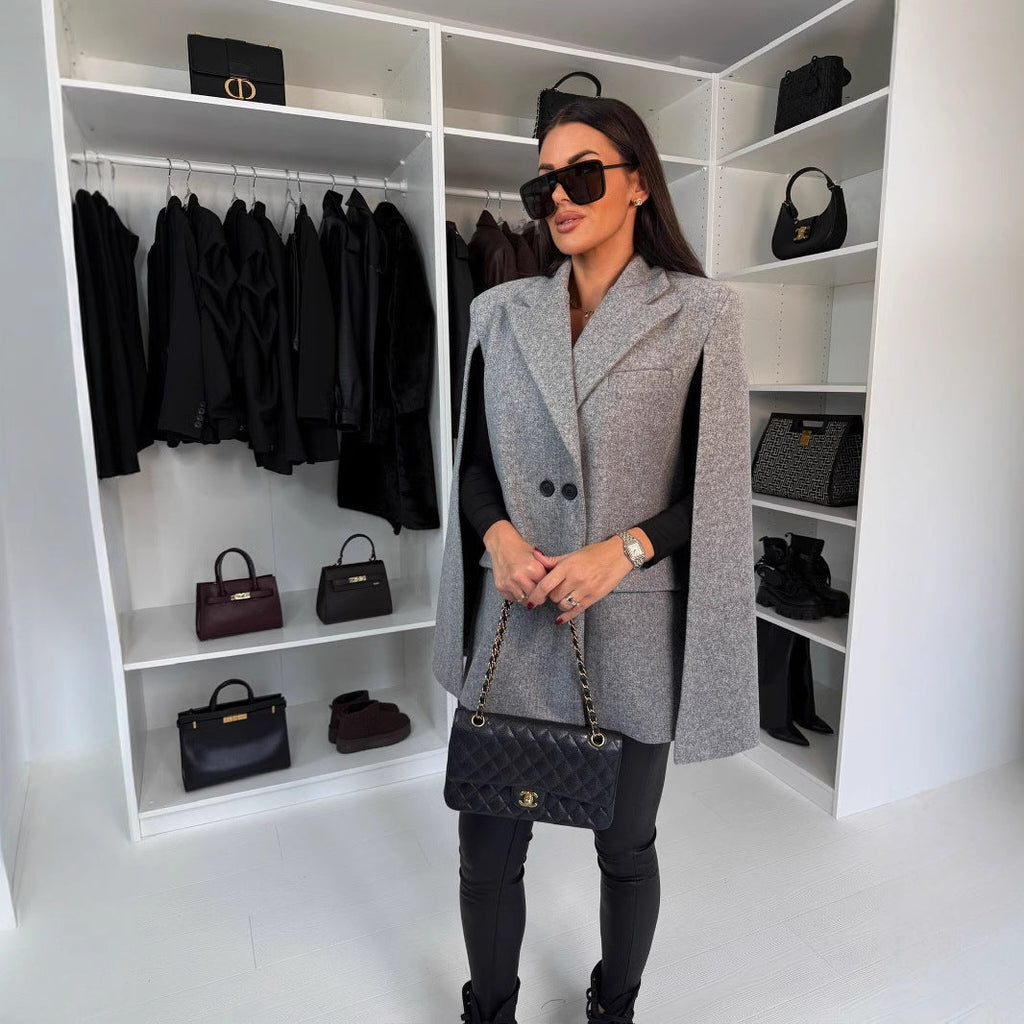 Women’s Solid Color Shawl Coat – Loose Wrap Outerwear