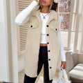 Wool-Like Sleeveless Vest with Lapel