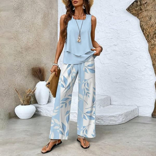 Women's 3D Print Two-Piece Vest & Pants Set – 12 Prints S–5XL