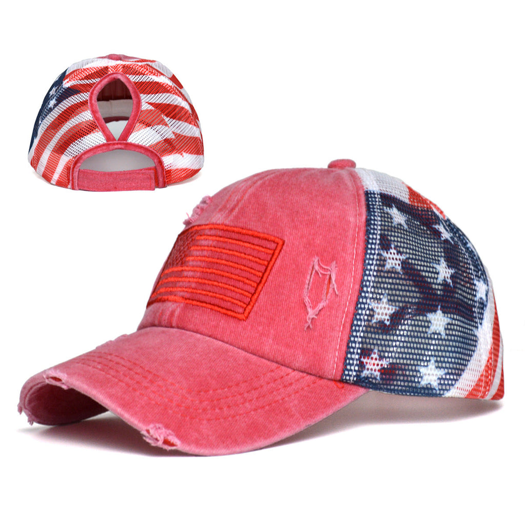 Women's Ripped Embroidered Baseball Cap – Breathable Dome Top Polyester Hat
