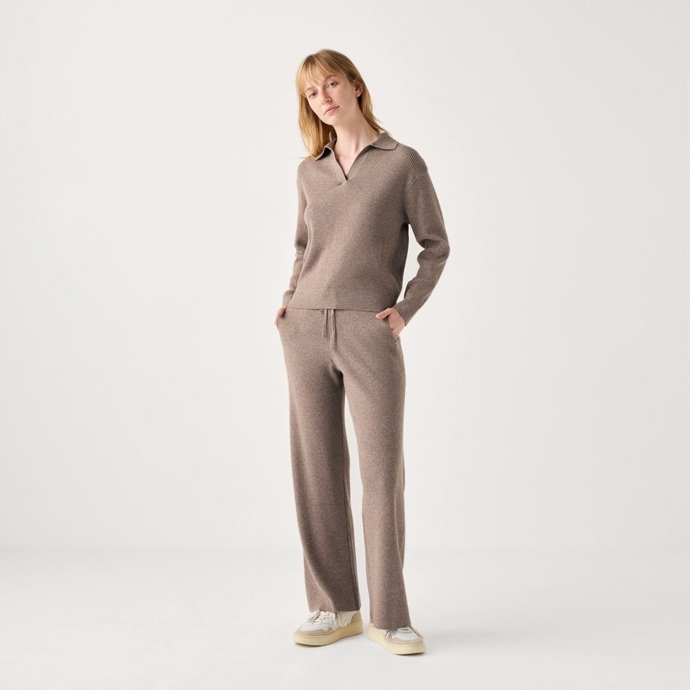 Women’s Ribbed Half-Open Collar Sweater