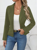 Women's Slim Fit Solid Color Blazer – French Style Long Sleeve Jacket