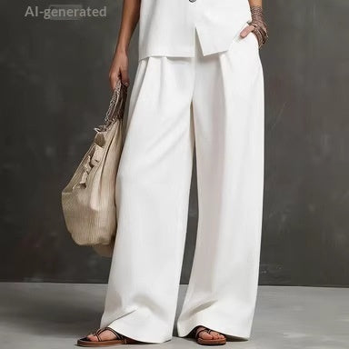 Women's Sleeveless Vest & Wide-Leg Pants Two-Piece Set – 10 Colors XS–3XL