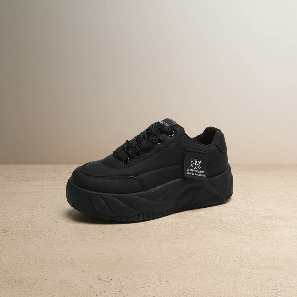 Color Block Height Increasing Sneakers – Lace-Up Low Top
