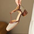 Women's Leather T-Strap Mule Sandals