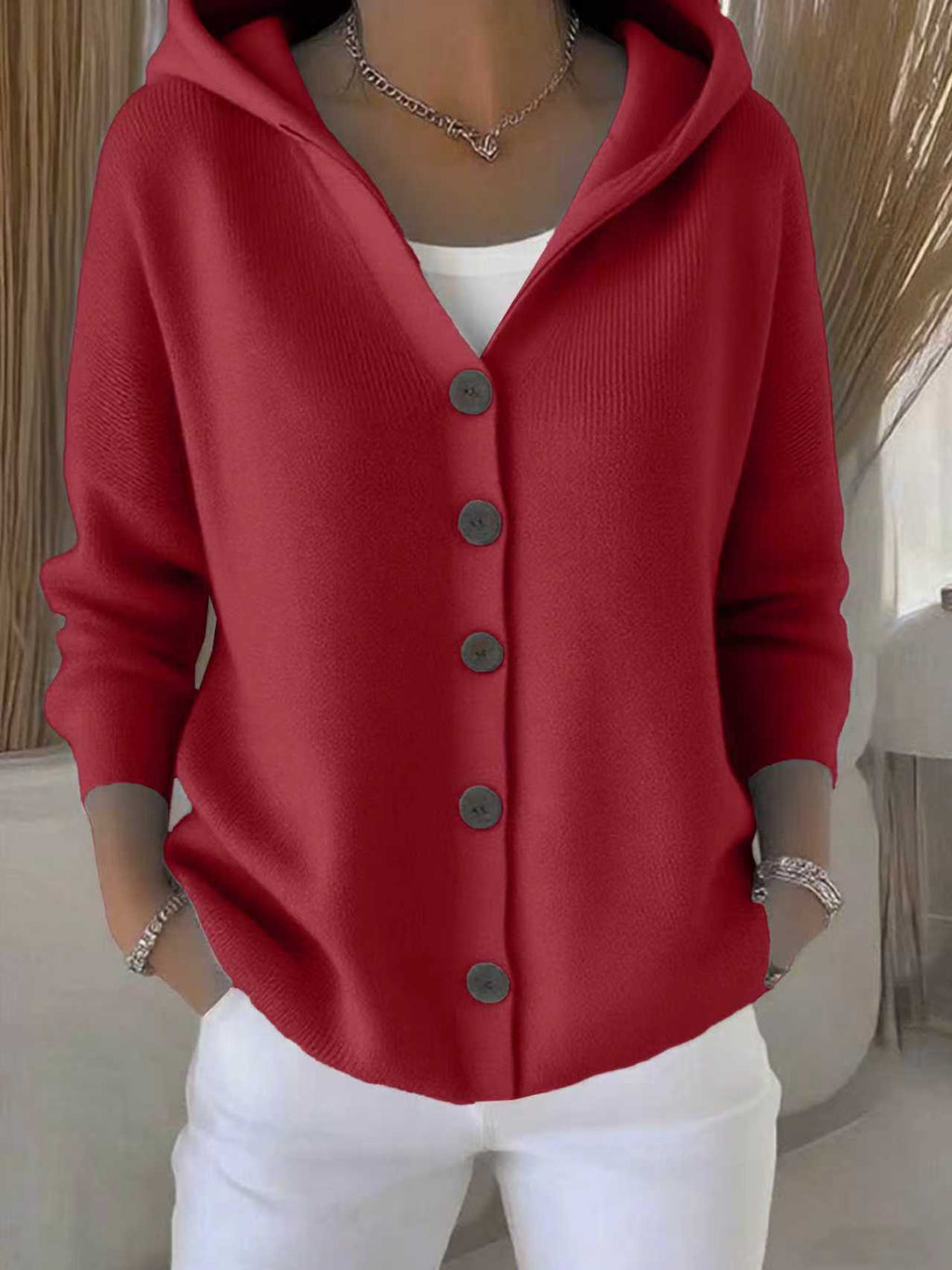Women’s Button-Down Hoodie Cardigan Sweater Coat