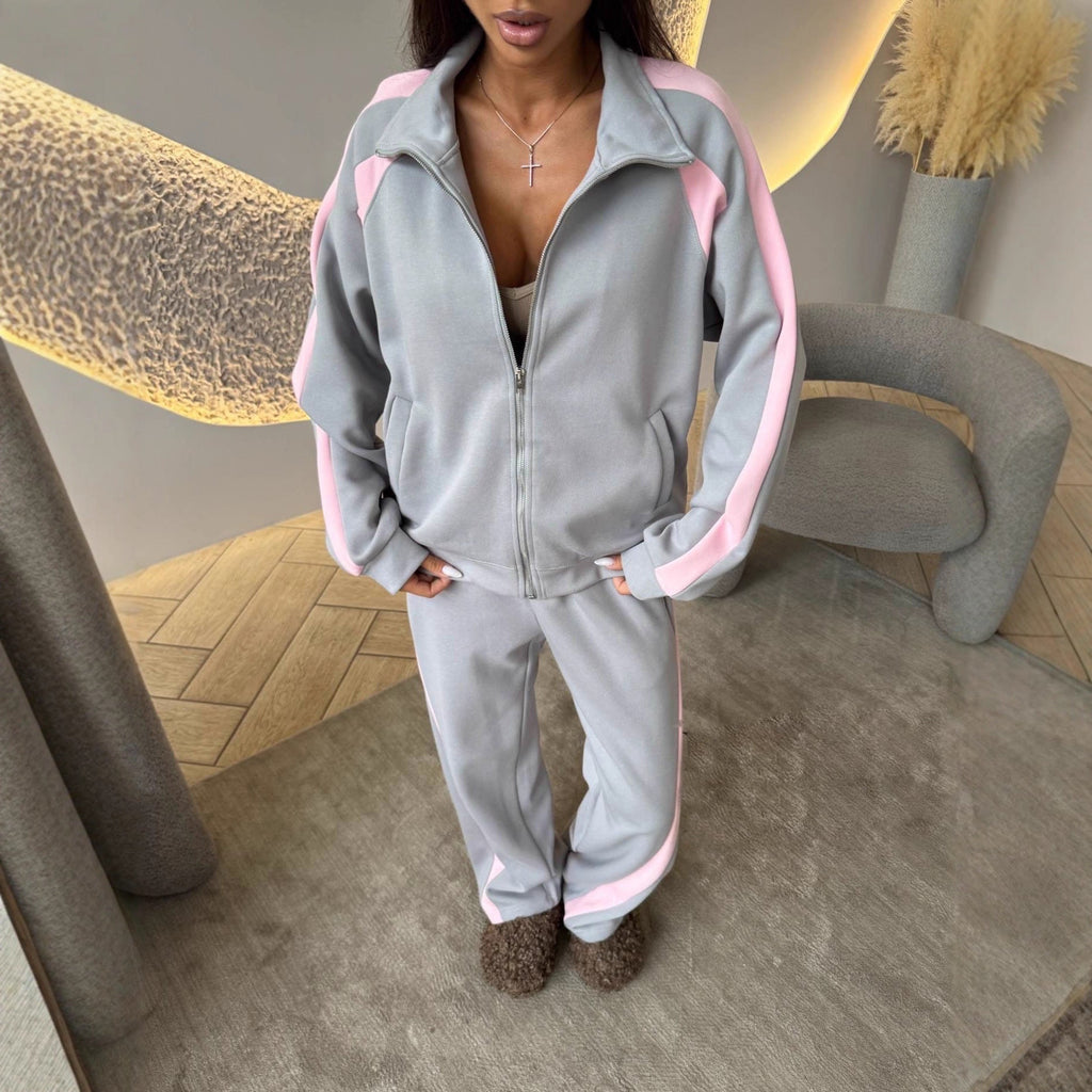 Women’s Long-Sleeve Zip-Up Jacket and Sweatpants Two-Piece Set