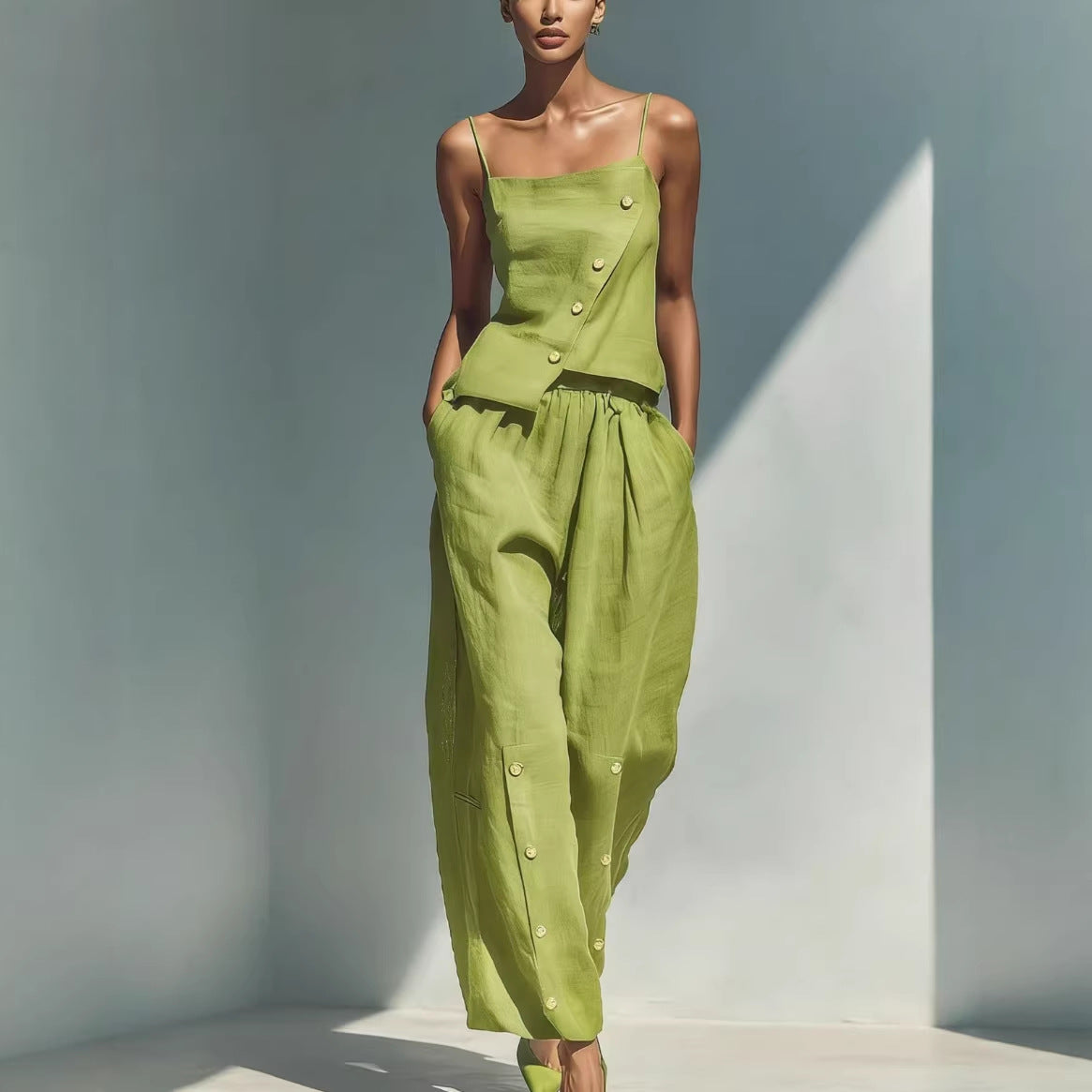 Women's Gold-Buckle Camisole & Pants Two-Piece Set