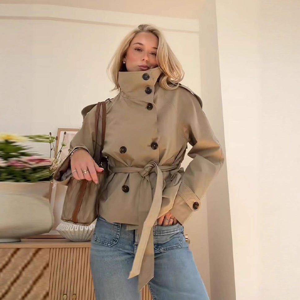 Women’s Lace-Up Waist Trench Coat