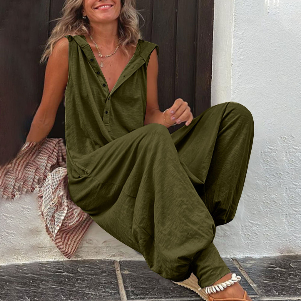 Women’s Sleeveless Hooded Relaxed Fit Jumpsuit