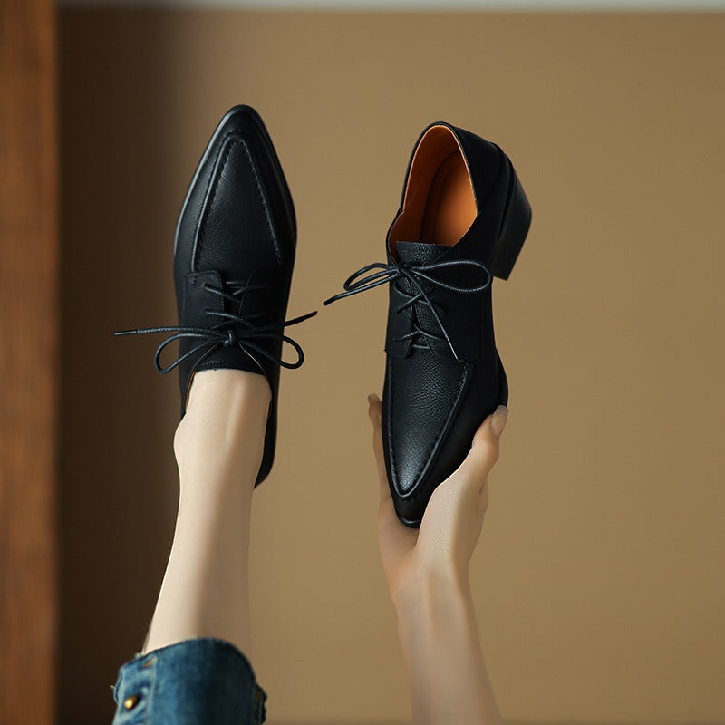 Women's Retro Strap Chunky Heel Pointed-Toe Shoes