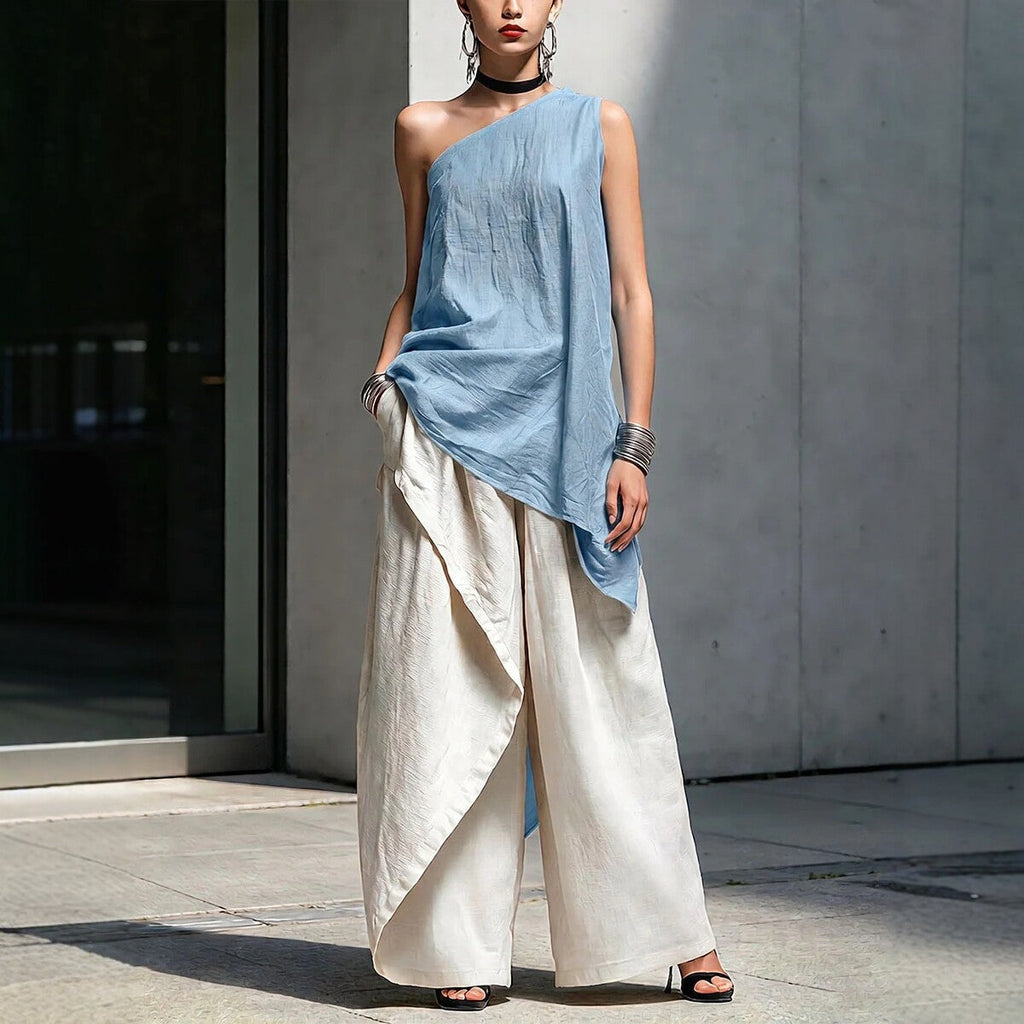 Women's One-Shoulder Asymmetric Sleeveless Top
