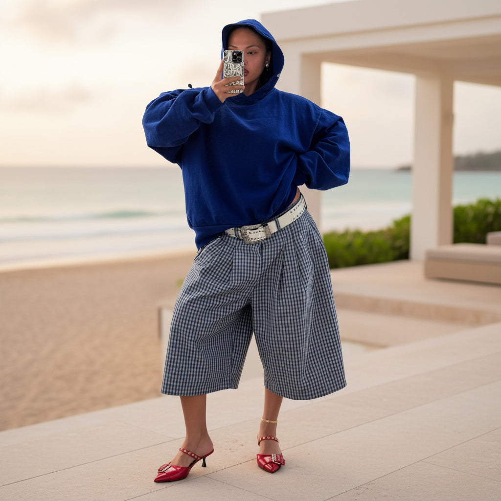 Women's Wide-Leg Cargo-Style Pants with Zipper & Button Detail