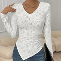 Women’s Hollow Out V-Neck Long Sleeve Top