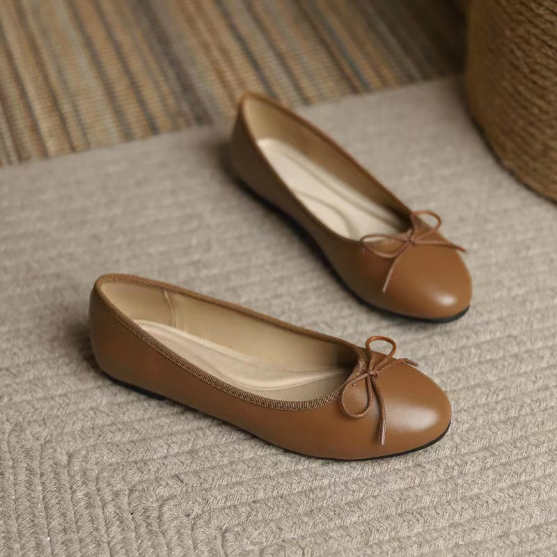 Women's Classic Egg-Roll Edge Slip-On Flats – Chanel-Inspired Round Toe Pumps