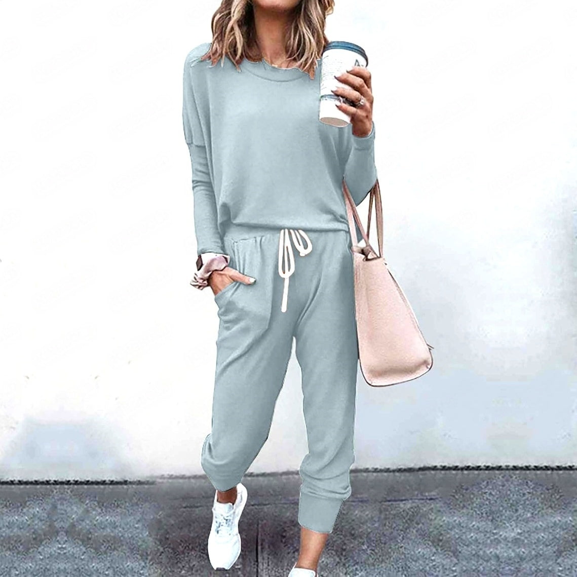 Women's Long Sleeve T-Shirt & Pencil Pants Set – Loose Fit, Striped & Solid