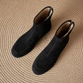 Women’s Fleece-Lined Ankle Boots – Round Toe Low Heel Winter Boots