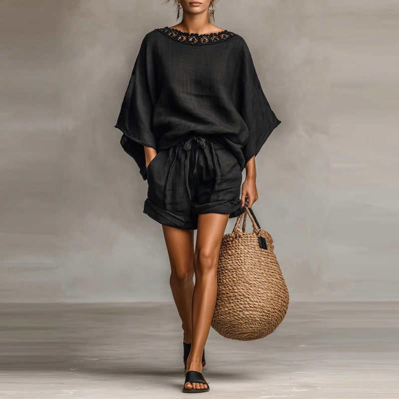Women’s Solid Color T-Shirt and Shorts Set