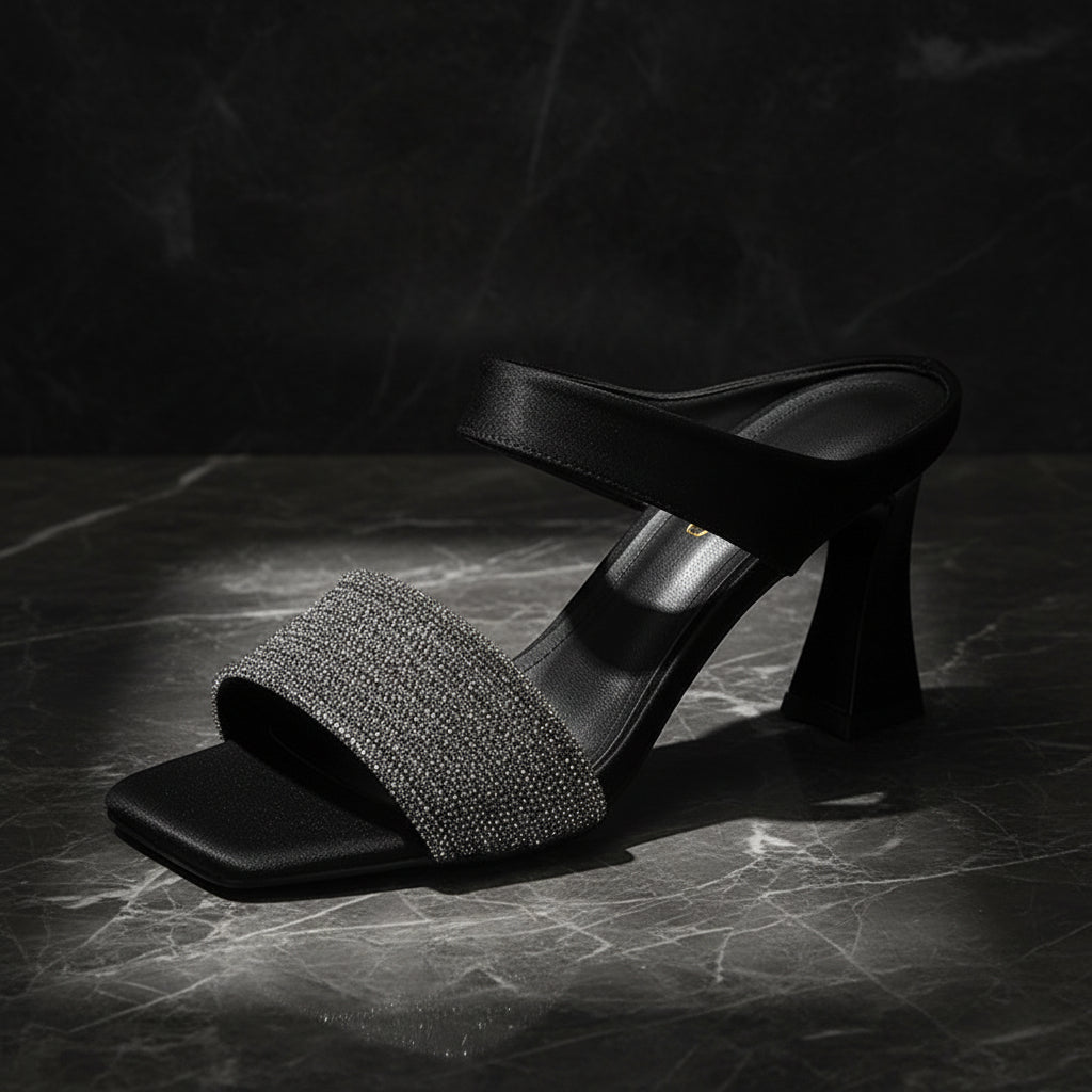 Women's Chunky Heel Slip-On Slippers – Breathable Platform Mules