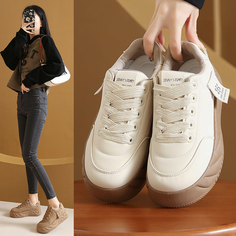 Color Block Height Increasing Sneakers – Lace-Up Low Top