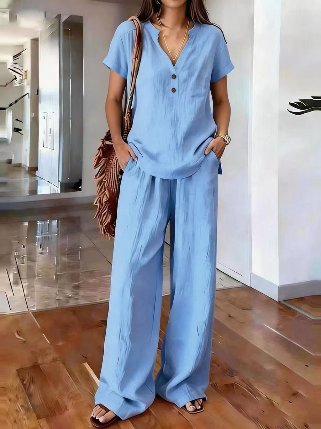 Women’s Casual Solid Color Two Piece Set