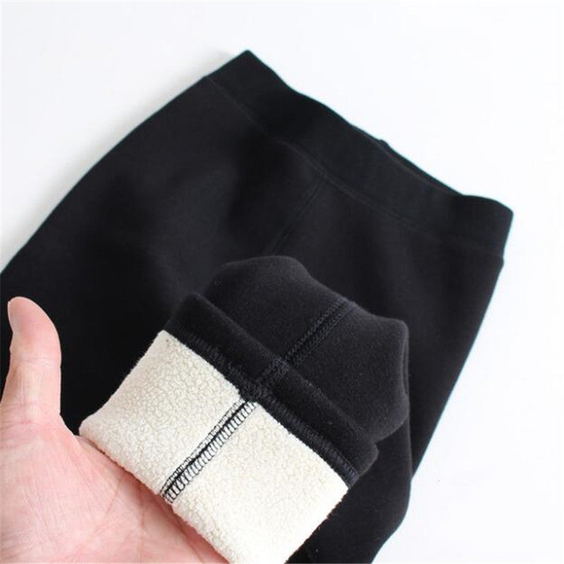 Girls Wool-Lined Thickened Winter Leggings